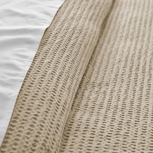 Levtex Home Cloud Waffle King/Cal King Comforter Set (106x94in) with 2 Pillow Shams (36x20in) - Solid Waffle Cotton Texture - Taupe - 100% Cotton King Size Comforter Set - Soft, Pre-Washed Levtex Home