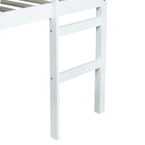 Bellemave Low Loft Bed, Wood Full Loft Bed Frame with Guardrail for Kids Boys Girls, No Box Spring Needed, White Bellemave