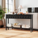 Giantex 60" Entryway Table, Long Narrow Console Table with 4 Drawers and Open Storage Shelf, Modern Slim Entry Tables, Farmhouse Wooden Sofa Tables with Anti-Tip Kit for Living Room, Hallway (Black) Giantex