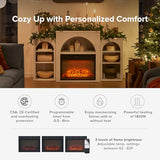 Mopio Blake 59" Arched TV Stand for 32/42/55/60/65 Inch TVs, Fireplace Mantel, Modular Side Storage Shelves, Entertainment Center for Living Room, TV Table Credenza, Media Console (White, With Insert) mopio