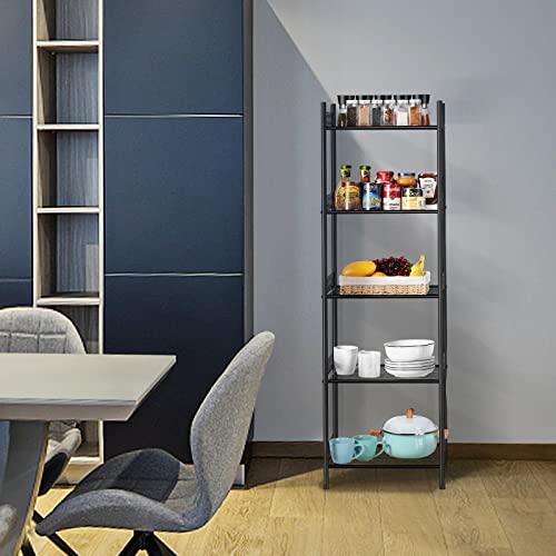 KANEODOT 5-Tier Storage Shelf Wire Bathroom Organizers, Heavy Duty Shelving Unit for Pantry Kitchen Bathroom Laundry Room Garage, Organization Home Corner Rack, Black KANEODOT