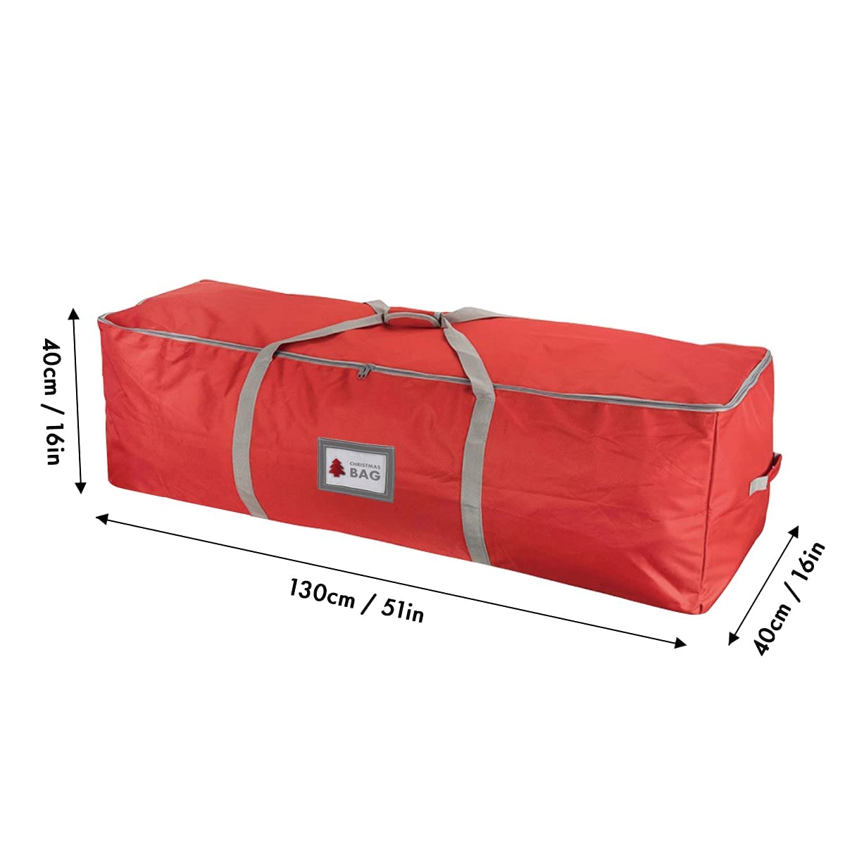 Dadouman Heavy Duty Oxford Christmas Tree Storage Bag with Extra Padded Handles| Waterproof Oxford Artificial Tree Storage Bag | 51" L x 16" W x 16" H, ID Card Included (Red) DADOUMAN
