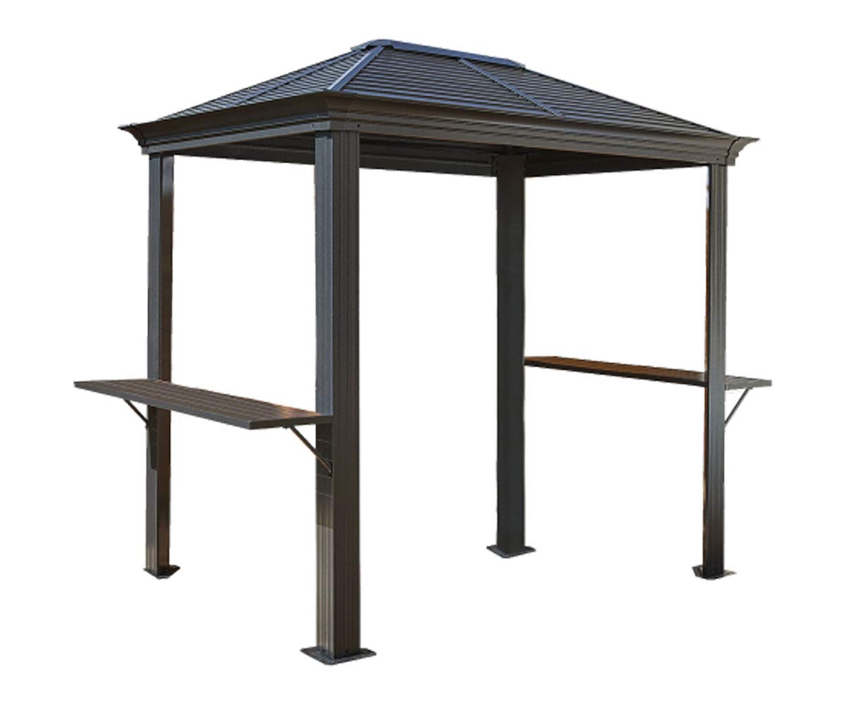 Sojag 5' x 8' Mykonos BBQ Grill Gazebo Outdoor Weather-Resistant Aluminum Frame Shelter Dark Grey Sojag