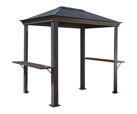 Sojag 5' x 8' Mykonos BBQ Grill Gazebo Outdoor Weather-Resistant Aluminum Frame Shelter Dark Grey Sojag