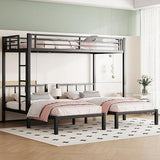 Twin Over Twin Over Twin Bunk Bed for 3 Kids, Metal Triple Bunk Bed with Full Length Guardrails, Heavy Duty Triple Bunk Bed for Kids, Teens, Black Triple Bed Twin Size Bellemave