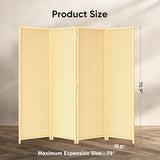 JOSTYLE Room Divider 4 Panel Folding Privacy Screen, Bamboo Room Divider Screen - 6 ft. Tall Wall Divider for Room Separation Freestanding Partition Separators, Beige JOSTYLE