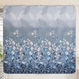 WONGS BEDDING Blue Quilt Set King Size,3 Pieces Navy Blue Floral Bedspread Coverlet Set with 2 Pillowcases,Soft Microfiber Lightweight Grayish Blue Gradient Floral Bedding Set 104"×90" WONGS BEDDING
