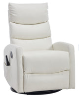 PELUMY Manual Recliner Chair with Heat & Vibration Massage, 360° Swivel Rocker Recliner with 155° Recline and Lumbar Heat, Compact Recliner for Living Room & Small Spaces (Breathable Leather, White) PELUMY