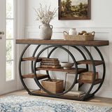 Tribesigns 47” Console Table, Industrial 5-Tier Entryway Table with Metal Frame, Narrow Sofa Table for Living Room, Hallway, Rustic Brown Tribesigns