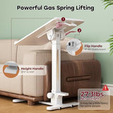 JYLH JOYSEEKER Foldable Mobile Standing Desk, 27 Inch Small Rolling Laptop Cart Height Adjustment, 90° Tiltable Bedside Table, No Assembly Needed Portable Computer Workstation, White JYLH JOYSEEKER