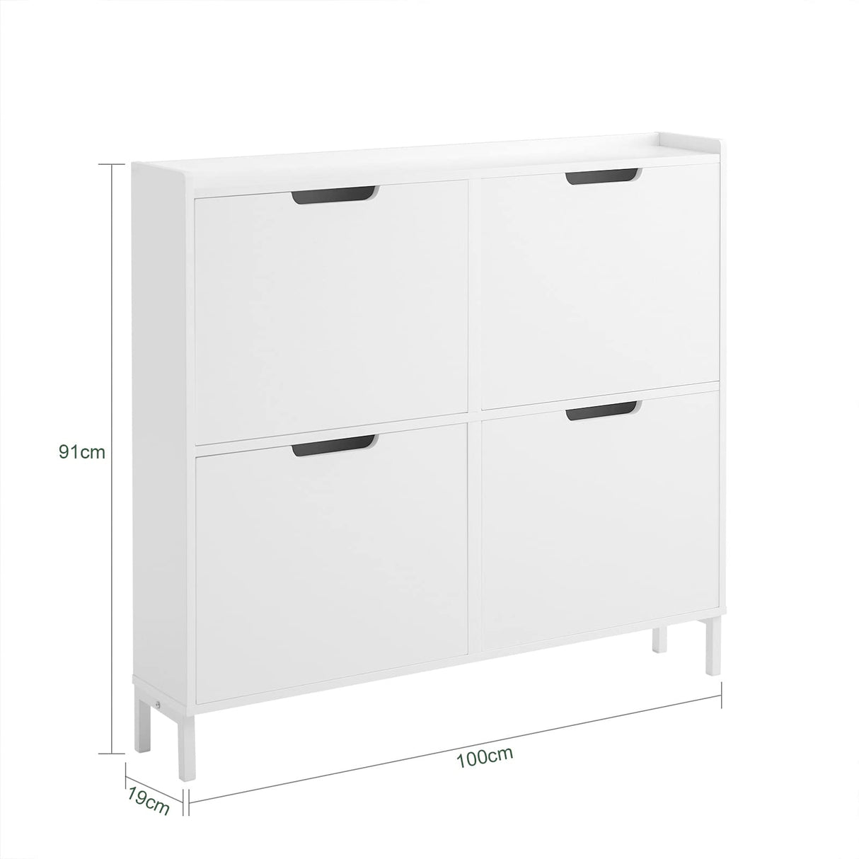 Haotian Shoe Cabinet with 4 Flip-Drawers, Narrow Shoe Rack, Slim Shoe Organiazer Entryway White, FSR100-W Haotian