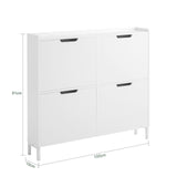 Haotian Shoe Cabinet with 4 Flip-Drawers, Narrow Shoe Rack, Slim Shoe Organiazer Entryway White, FSR100-W Haotian