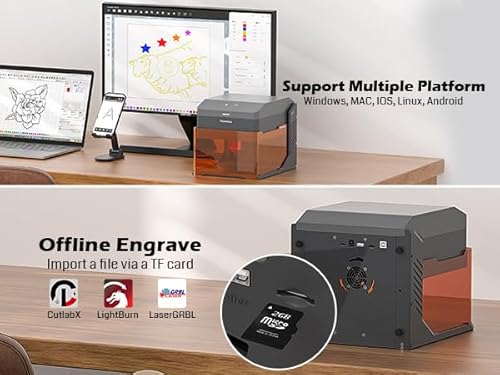 Genmitsu Kiosk 5W 5000mW Laser Engraver, Light Weight & Portable Laser Engraver Machine, Home Laser Cutter with Acrylic Enclosure for Wood/Leather/Metal, 3.9'' x 3.9'' Engraving Area, Safety Class 1 SainSmart
