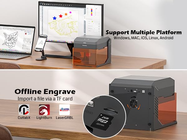 Kiosk 5WLaser Engraver, Light Weight & Portable Laser Engraver Machine, Home Laser Cutter with Acrylic Enclosure for DIY Wood/Leather/Metal, 3.9 x 3.9inch Engraving Area, Laser Safety Class 1 SainSmart