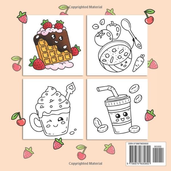 Kawaii Food Coloring Book: Bold and Easy Designs for Adults, Teens, and Kids. Simple, Cute Illustrations with Food and Drinks (Bold & Easy) Independently Published