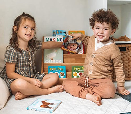 Montessori & Me Front-Facing Bookshelf - Toddler Book Display Rack in Brown Montessori & Me