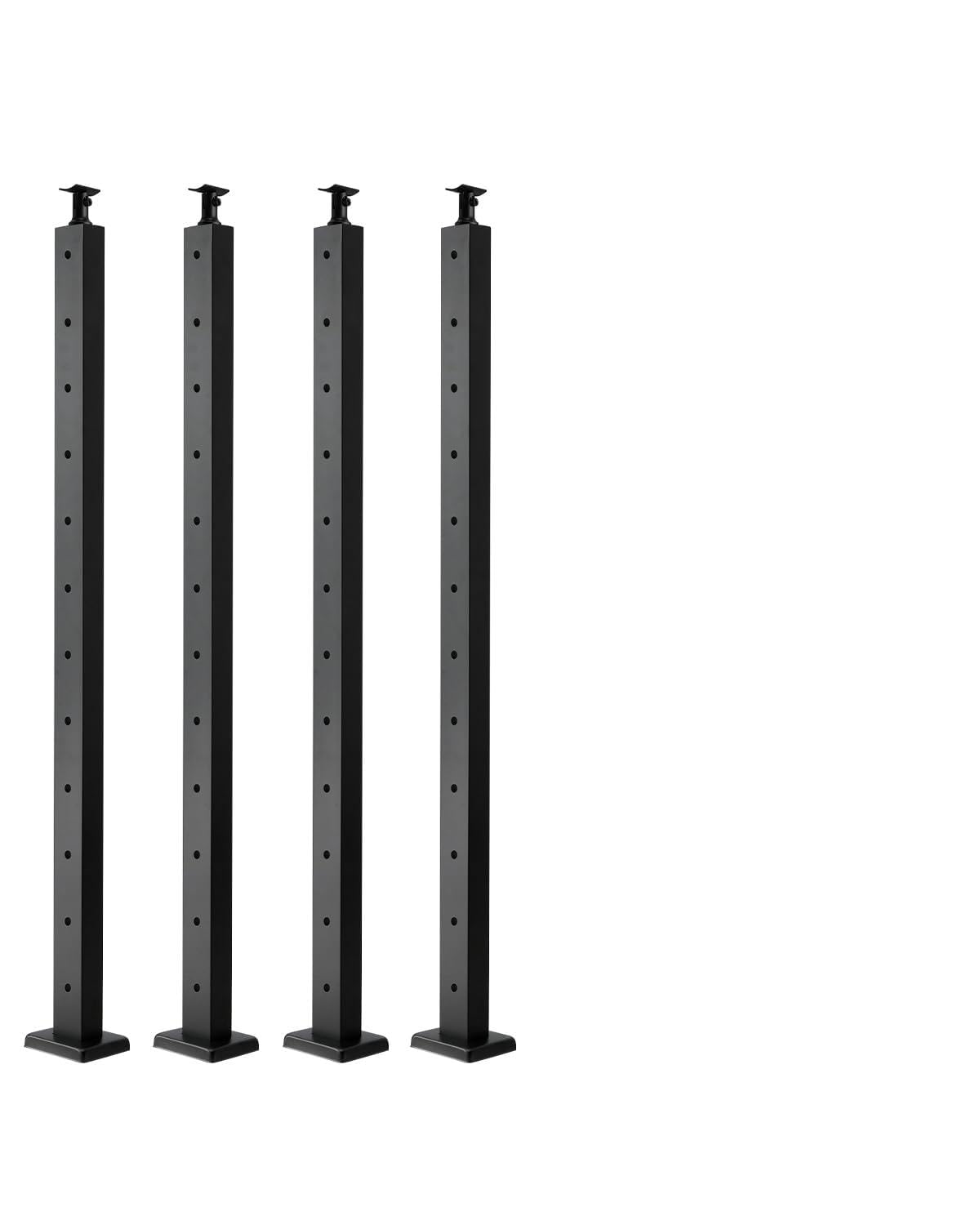 VEVOR 4 Pack Cable Railing Post, 42"x2"x2" Level Drilled Deck Railing Post, SUS304 Stainless Steel Black Cable Railing System Kit for Indoor Outdoor Deck Balcony, 4JZLGZXHS106URZU0001V0 VEVOR