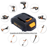 Biswaye WA3525 4.0 Ah 20V Replacement Battery, Compatible with WA3520 WA3575 WA3578 Battery for 20V and 40V[2x20V] Lithium PowerShare Cordless Tools WG163 WG170 WG154 WG261 WG545 WG779 WG183 (2-Pack) Biswaye