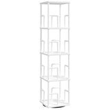 MAHANCRIS 4-Tier Rotating Bookshelf, Freestanding Corner Bookshelf, 360° Spinning Bookcase, Industrial Style Storage Rack with Rails, for Living Room, Bedroom, Study, White BKWT1501 MAHANCRIS