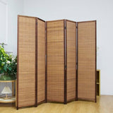 Pawlabay 5 Panel Bamboo Room Divider Screen,5.6 FT Tall Bamboo Divider Folding Privacy Screen,Freestanding Panel Divider for Room Seperation,Brown PawlaBay