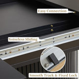 weselon 43"-59" Extendable Round to Oval Dining Table with Hidden Storage, Modern Wooden Kitchen Table with Fluted Sliding Door Cabinet, Expandable Dinner Table for Dining Room Living Room (Black) weselon