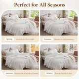 JOLLYVOGUE White Twin Size Comforter Set, 2 Pieces Seersucker Lightweight Fluffy Bedding Set, Twin Ruffle Comforter, All Season Soft Microfiber Shabby Chic Bed Set JOLLYVOGUE