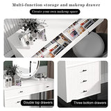 UEV Large Vanity Desk with Drawers,Makeup Vanity Set with Movable 3-Drawer Chest,Modern Makeup Vanity Dressing Table(White) UEV