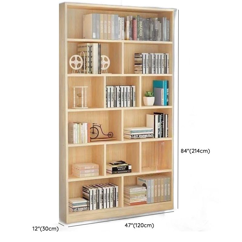 Versatile Modern Natural Wood Bookcase by CraftThink - 47" L x 12" W x 84" H with Closed Back for Stylish Compact Storage - WoodArtSupply