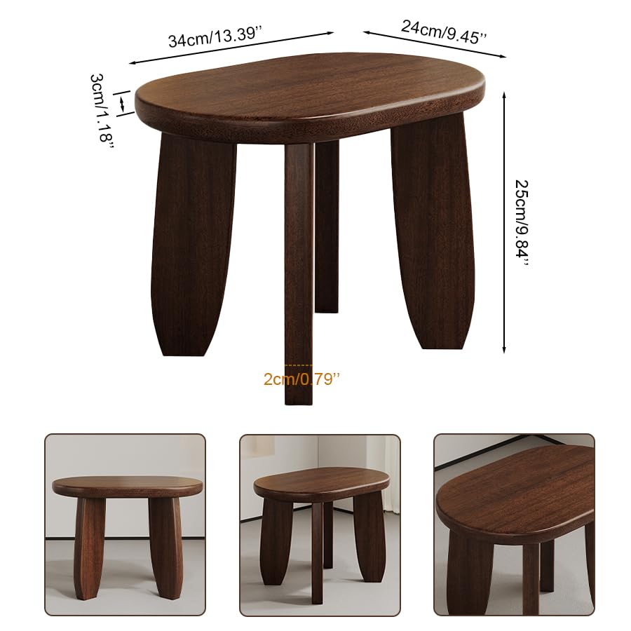 Walnut Finish Full Wood Stool 400 Pound Non-Slip Stable Outdoor Garden Stool Clover Stepstool Oval Wooden Stool for Living Room Balcony Kitchen Generic