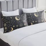 EXQ Home Satin Pillowcase for Hair and Skin Queen - Black Printed Silk Pillow Cases 2 Pack 20x30 inches - Satin Pillow Cases Set of 2 with Envelope Closure, Gifts for Women Men EXQ Home