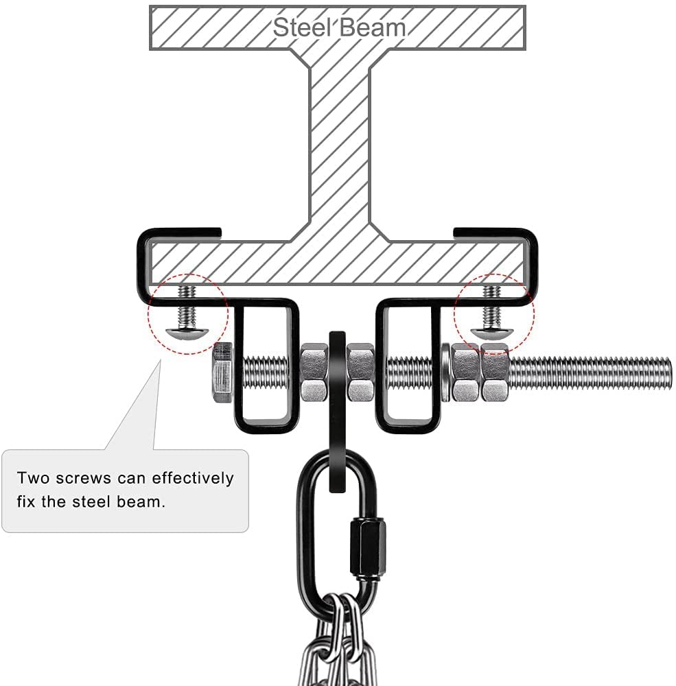 BeneLabel Punching Bag Hanger for Beam, Heavy Bag Mount, Heavy Duty Boxing Bag Mount with Carabiner, Adjustable and Stable Heavy Bag Bracket for Home Gym, 900LB Capacity BeneLabel