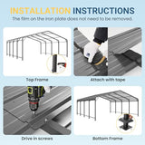 20x20 FT Metal Carport with Updated Roof & Enhanced Base, Heavy Duty Canopy Carport Garage, Vertaile for Car, Truck, Boat, Tractors, Party, Grey Wisteria Lane