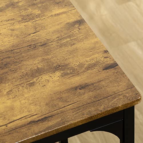 HOMCOM Rustic 5-Piece Counter Height Bar Table Set with 4 Stools - Industrial Brown Dining Ensemble HOMCOM