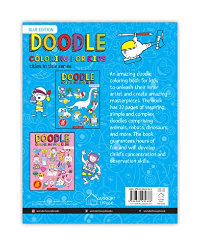 Doodle Coloring For Kids: Blue Edition