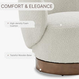 KISLOT Swivel Accent Chair Round Barrel Armchair Upholstered Performance Fabric for Living Room Bedroom Reading Waitingroom,2 PCS,Cream KISLOT