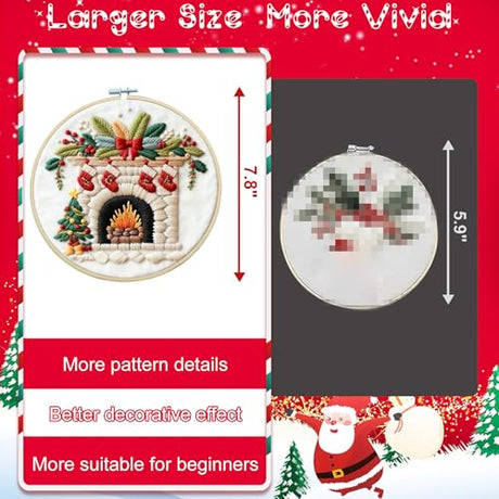 QCCTPUU 4 Sets Christmas Embroidery Kits, Beginner Embroidery Kit for Adults, Cross Stitch Kits for Beginners with Hand Embroidery Tools(Instructions, Needles, Threads QCCTPUU