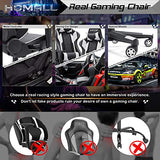 Homall Gaming Chair, Office Chair High Back Computer Chair Leather Desk Chair Racing Executive Ergonomic Adjustable Swivel Task Chair with Headrest and Lumbar Support (White) Homall