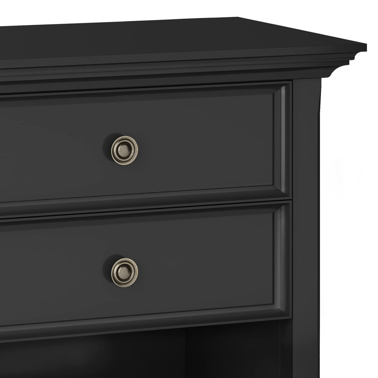 SIMPLIHOME Amherst SOLID WOOD 24 Inch Wide Traditional Bedside Nightstand Table in Black, For the Living Room and Bedroom SIMPLIHOME