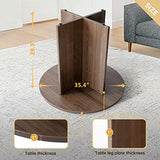 CuHome Round Conference Table, 35.4" Small Commercial Meeting Table for Business, Office Table with X-Shaped Wood Base (Walnut) CuHome