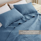 Exclusivo Mezcla King Size Quilt Bedding Set, Lightweight Bluish Grey Quilts King Size for All Seasons, Soft Microfiber Bedspreads Coverlets Bed Cover with Leaf Pattern, 3 Piece Exclusivo Mezcla