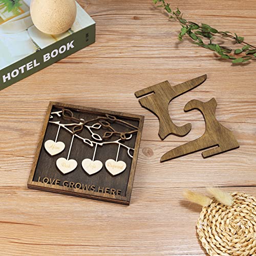 Jeweidea Personalized Family Sign with 2-9 Names Custom Wooden Tree of Life Frame Engraved Wood Plaques Decor Birthday Gift for Mother Women Jeweidea