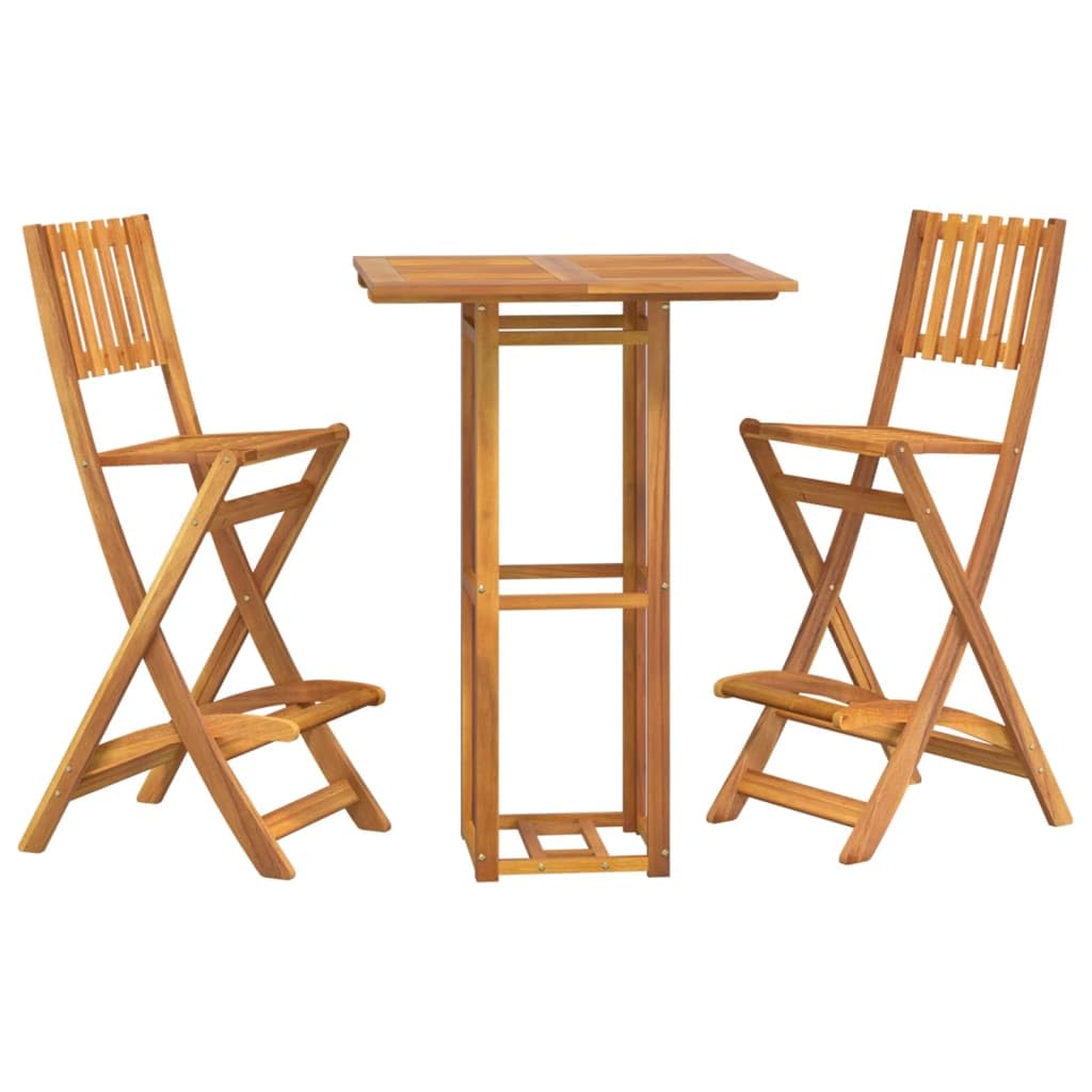 Stylish 3-Piece Solid Acacia Wood Outdoor Bar Set for Patio & Balcony - WoodArtSupply