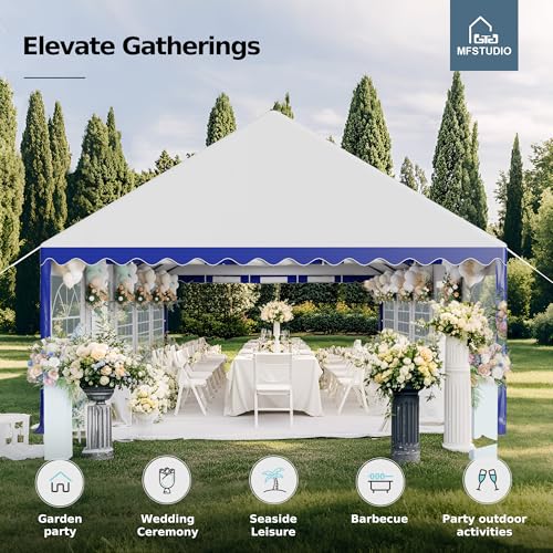 MFSTUDIO 16'x32' Party Tent, Outdoor Heavy Duty Party Tents with Removable Sidewalls, Large Canopy Tent Shelter for Outdoor Events Wedding Birthday, Blue MFSTUDIO
