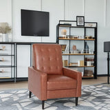Flash Furniture Erza LeatherSoft Button Tufted Pushback Recliner, Mid-Century Modern Recliner Chair for Residential and Commercial Use, Cognac Brown Flash Furniture
