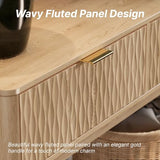 Cooday Console Table with Solid Wood Legs, Boho Modern Entryway Table with Storage Drawers, Fluted Narrow Sofa Table for Hallway,Living Room, Light Oak Cooday