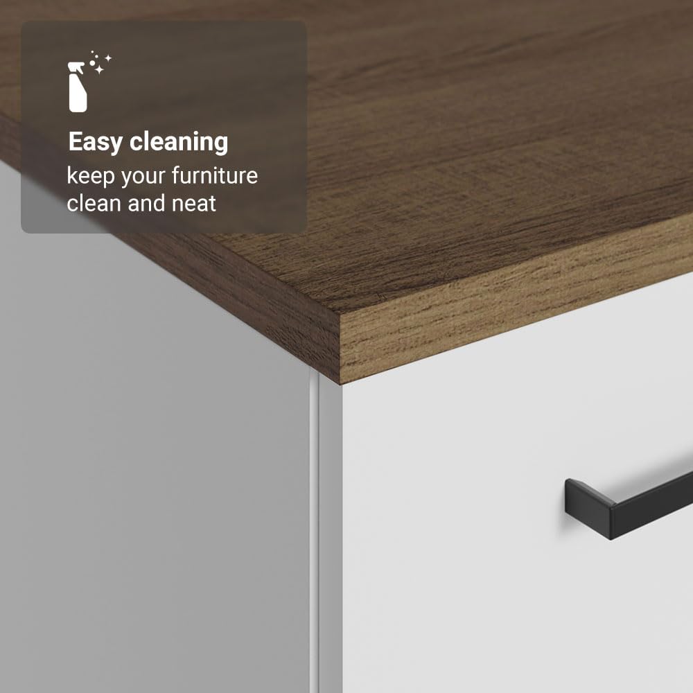 Madesa Hazel Kitchen Set 70" L Pantry Storage and Base Cabinet Engineered Wood Multiple Compartments Organization Unit - White Madesa