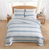 Tommy Bahama - Queen Size Quilt Set, 100% Soft Cotton & Coastal Inspired Bedding for Year Round Comfort, 3 Piece Bed Set with Matching Pillowcases (Prima Island Stripe Blue) Tommy Bahama