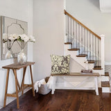 Wnutrees 43" Farmhouse Wood Bench, Narrow Bench, Long Bench Seat for Entryway, Living Room, Dining Room, Solid Wood, White Wnutrees