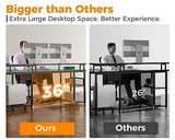 ODK L-Shaped Gaming Desk with LED Lights and Power Outlets - Reversible Design with Storage Shelves ODK