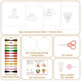 BEUNITONE 4 Set Strawberry Embroidery Kit for Beginners, Food/Drink Needlepoint Kits for Adults with Hoops, Instructions and Full Kit, Personalized Hand Embroidery Patterns for Cloth and Home Decor